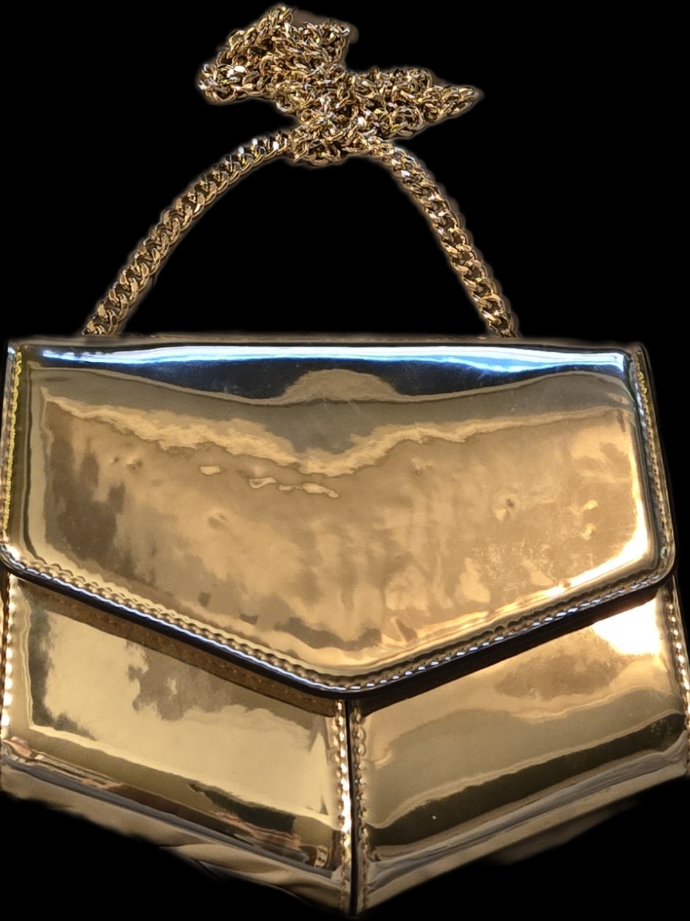 Sandro Paris ‘Lou’ Metallic Crossbody Bag in Liquid Gold. Good Condition